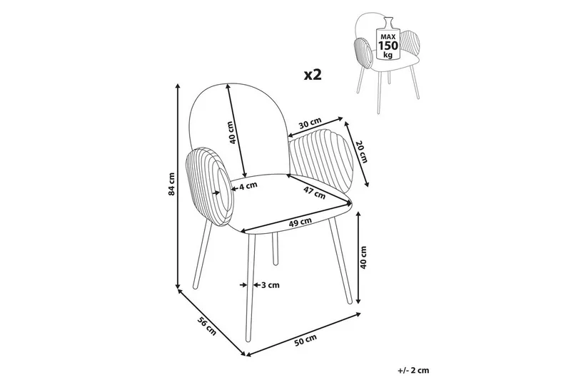 Set med 2 matstolar Amity - Beige, svart, brun - Möbler - Fåtölj & stolar - Matstol & köksstol