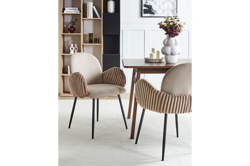 Set med 2 matstolar Amity - Beige, svart, brun - Möbler - Fåtölj & stolar - Matstol & köksstol