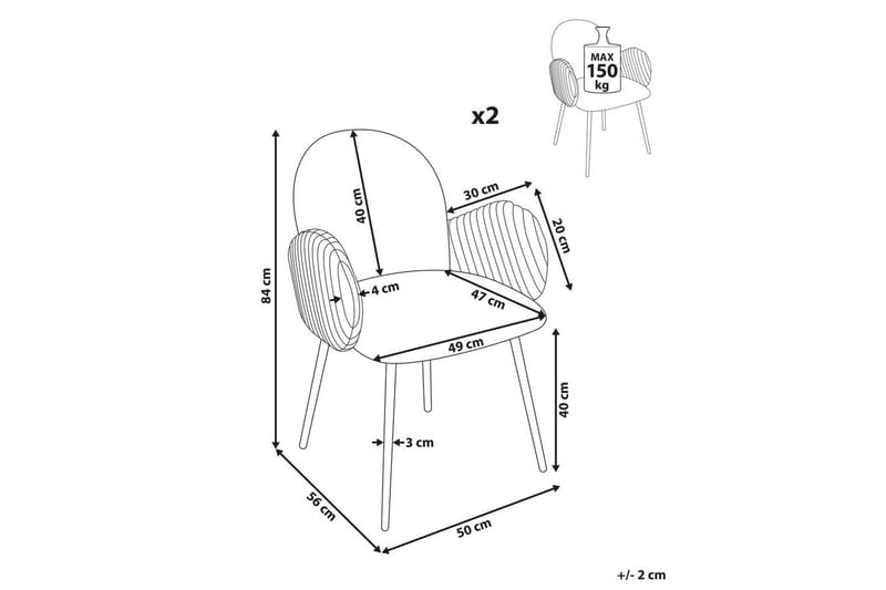 Set med 2 matstolar Amity - Grön, Svart - Möbler - Fåtölj & stolar - Matstol & köksstol