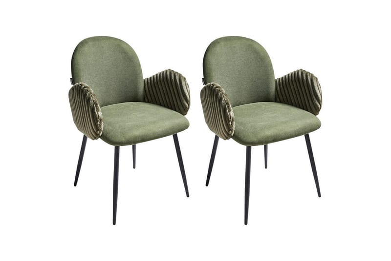 Set med 2 matstolar Amity - Grön, Svart - Möbler - Fåtölj & stolar - Matstol & köksstol