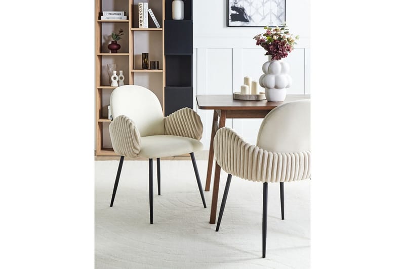 Set med 2 matstolar Amity - Ljusbeige, svart - Möbler - Fåtölj & stolar - Matstol & köksstol