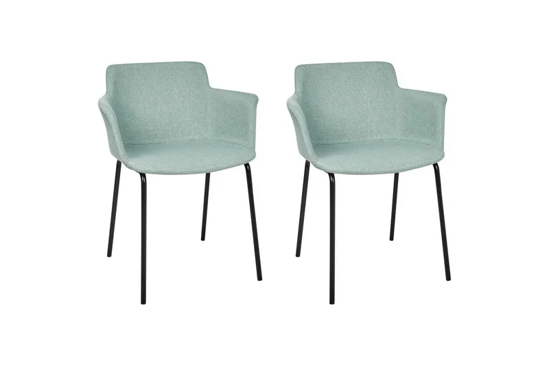 Set med 2 matstolar Belfield, Mintgrön, Svart
