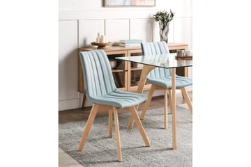 Set med 2 matstolar Calgary - Blått, ljust trä - Möbler - Fåtölj & stolar - Matstol & köksstol