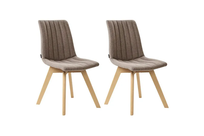 Set med 2 matstolar Calgary, Brunt, ljust trä