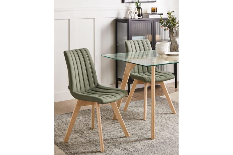 Set med 2 matstolar Calgary - Grönt, ljust trä - Möbler - Fåtölj & stolar - Matstol & köksstol
