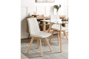 Set med 2 matstolar Calgary - Vit, ljust trä - Möbler - Fåtölj & stolar - Matstol & köksstol