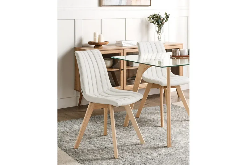 Set med 2 matstolar Calgary - Vit, ljust trä - Möbler - Fåtölj & stolar - Matstol & köksstol