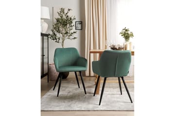 Set med 2 matstolar Casmalia - Grön, Svart - Möbler - Fåtölj & stolar - Matstol & köksstol