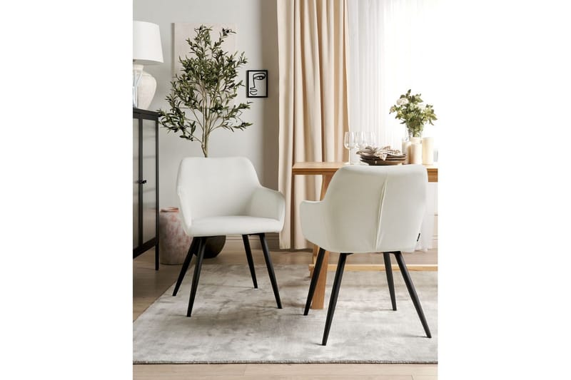 Set med 2 matstolar Casmalia - Vit, Svart - Möbler - Fåtölj & stolar - Matstol & köksstol