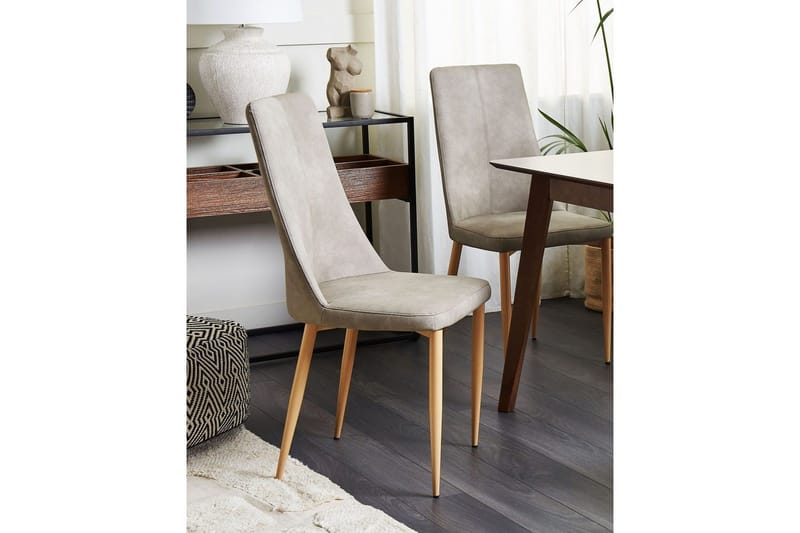 Set med 2 matstolar Clayton - Grå, ljust trä - Möbler - Fåtölj & stolar - Matstol & köksstol