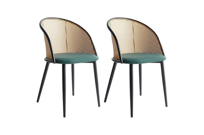 Set med 2 matstolar Cornell, Grönt, svart, ljust trä