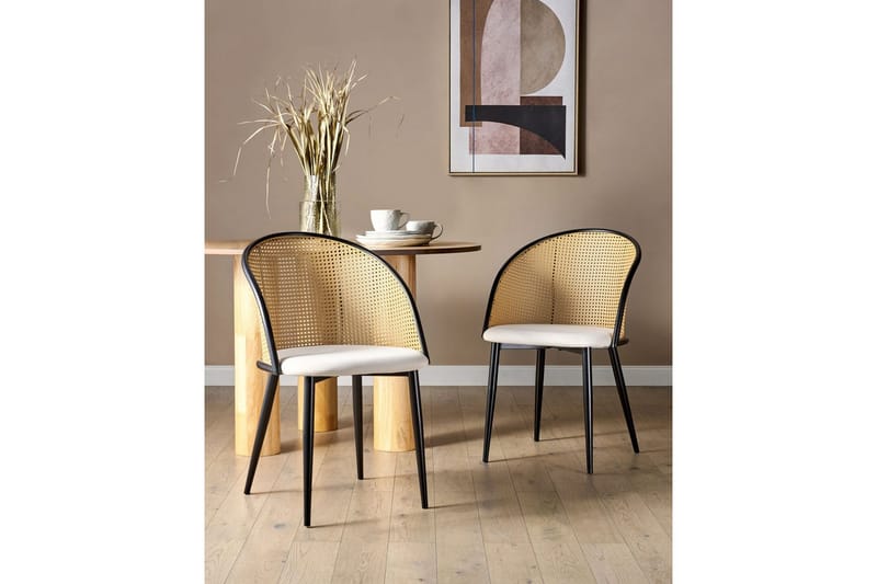 Set med 2 matstolar Cornell - Svart, beige, ljust trä - Möbler - Fåtölj & stolar - Matstol & köksstol