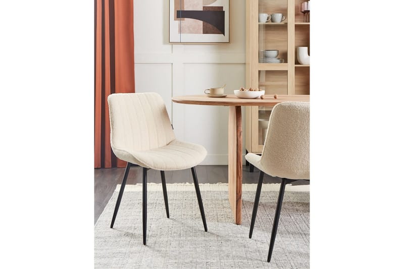 Set med 2 matstolar Dubrovnik - Beige, svart/Bouclé - Möbler - Fåtölj & stolar - Matstol & köksstol