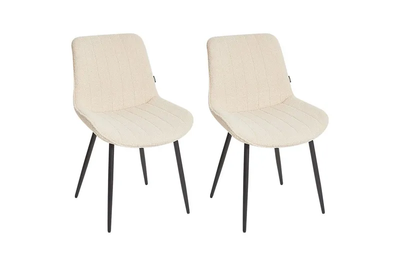Set med 2 matstolar Dubrovnik - Beige, svart/Bouclé - Möbler - Fåtölj & stolar - Matstol & köksstol