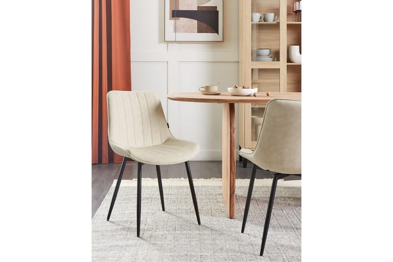 Set med 2 matstolar Dubrovnik - Beige, svart/Konstläder - Möbler - Fåtölj & stolar - Matstol & köksstol