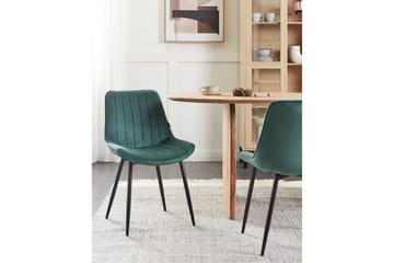 Set med 2 matstolar Dubrovnik - Grön, Svart/Sammet - Möbler - Fåtölj & stolar - Matstol & köksstol