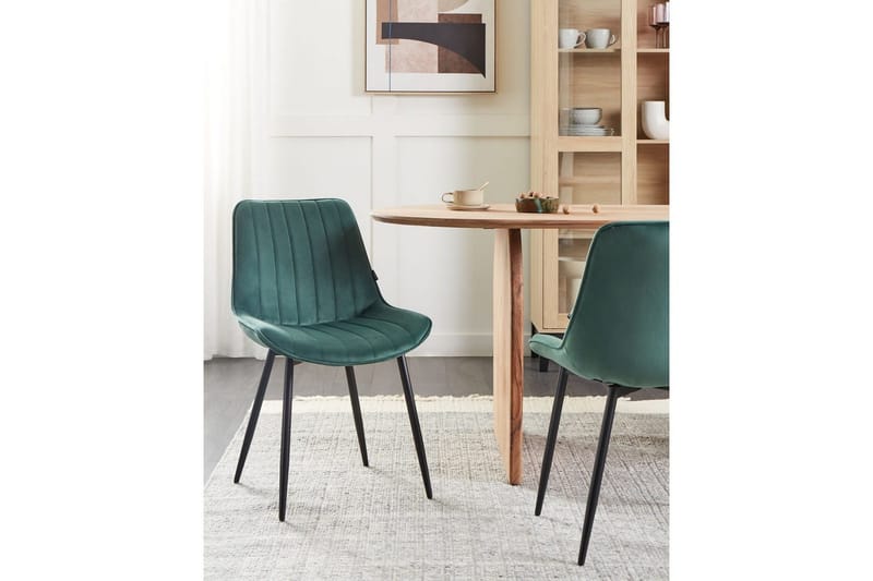 Set med 2 matstolar Dubrovnik - Grön, Svart/Sammet - Möbler - Fåtölj & stolar - Matstol & köksstol
