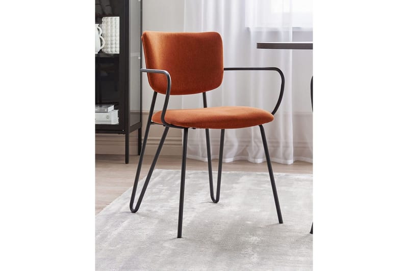 Set med 2 matstolar Elko - Orange, svart - Möbler - Fåtölj & stolar - Matstol & köksstol