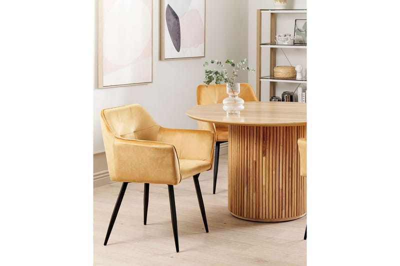 Set med 2 matstolar Jasmin - Gul, Svart - Möbler - Fåtölj & stolar - Matstol & köksstol