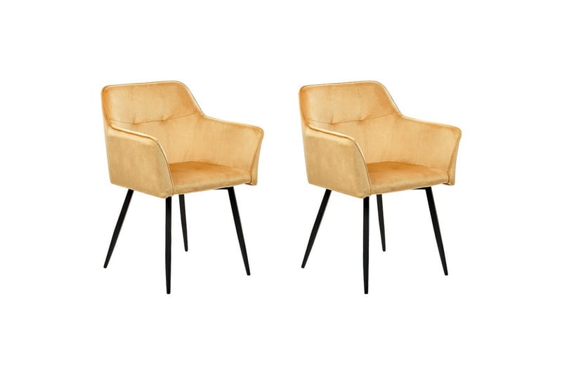 Set med 2 matstolar Jasmin - Gul, Svart - Möbler - Fåtölj & stolar - Matstol & köksstol