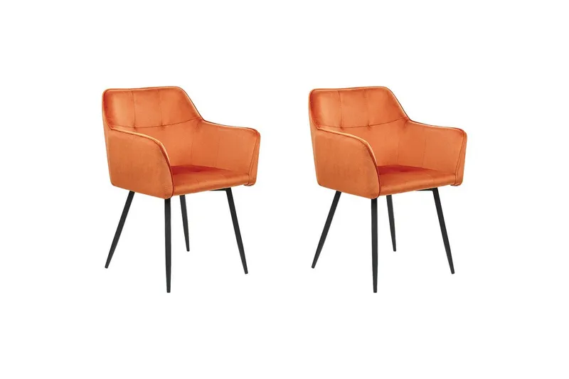 Set med 2 matstolar Jasmin, Orange, svart
