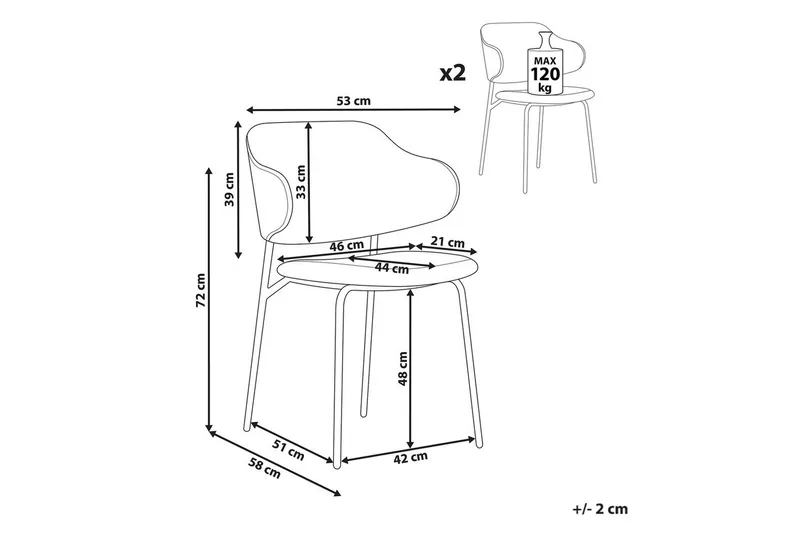 Set med 2 matstolar Kenai - Beige, svart - Möbler - Fåtölj & stolar - Matstol & köksstol