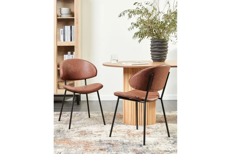 Set med 2 matstolar Kiana - Brun, Svart - Möbler - Fåtölj & stolar - Matstol & köksstol
