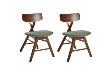 Set med 2 matstolar Leland - Brun, Grön - Möbler - Fåtölj & stolar - Matstol & köksstol