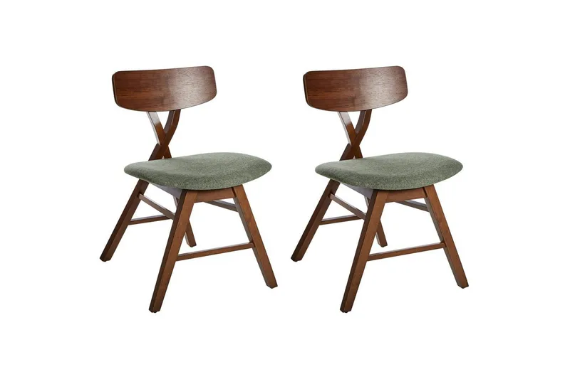 Set med 2 matstolar Leland, Brun, Grön