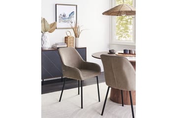 Set med 2 matstolar Loverna - Beige, svart/Manchestertyg - Möbler - Fåtölj & stolar - Matstol & köksstol