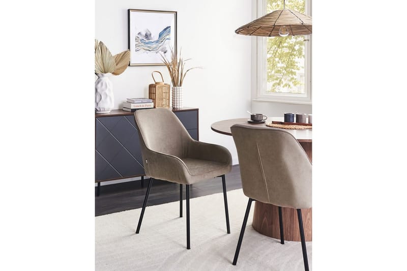 Set med 2 matstolar Loverna - Beige, svart/Manchestertyg - Möbler - Fåtölj & stolar - Matstol & köksstol