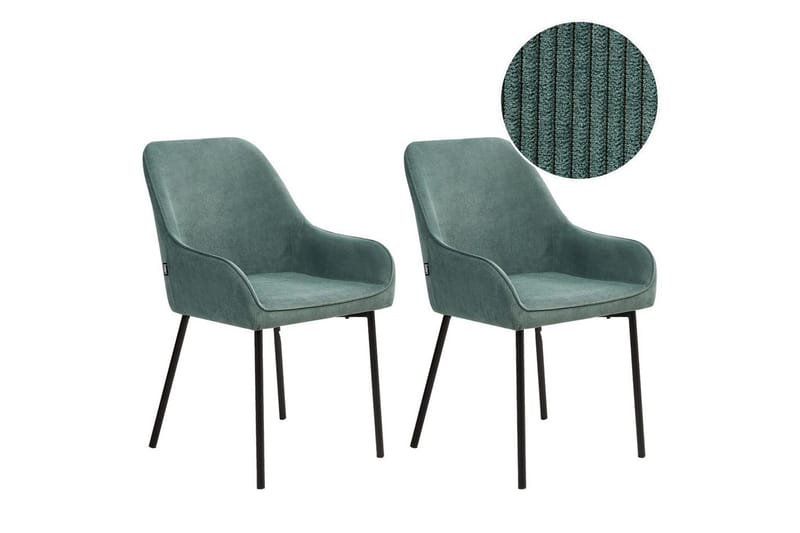 Set med 2 matstolar Loverna, Grön, Svart/Manchestertyg