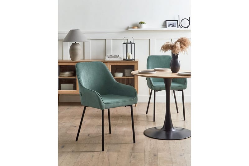Set med 2 matstolar Loverna - Grön, Svart/Manchestertyg - Möbler - Fåtölj & stolar - Matstol & köksstol