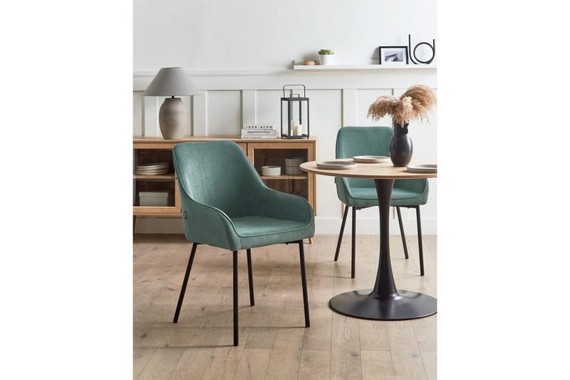 Set med 2 matstolar Loverna - Grön, Svart/Manchestertyg - Möbler - Fåtölj & stolar - Matstol & köksstol