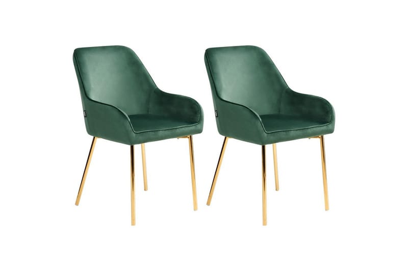 Set med 2 matstolar Loverna, Grönt, guld/Sammet