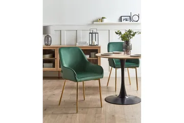 Set med 2 matstolar Loverna - Grönt, guld/Sammet - Möbler - Fåtölj & stolar - Matstol & köksstol