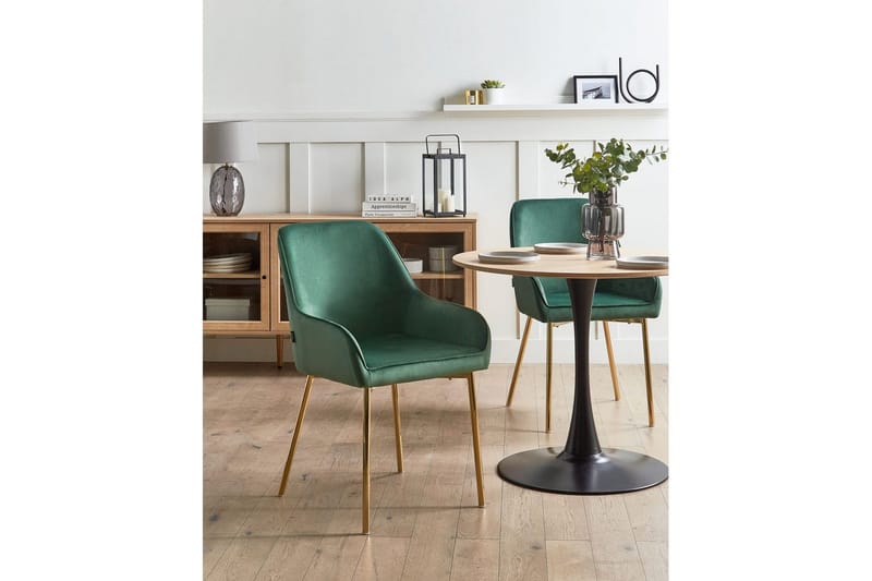 Set med 2 matstolar Loverna - Grönt, guld/Sammet - Möbler - Fåtölj & stolar - Matstol & köksstol