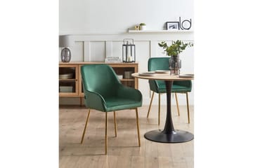 Set med 2 matstolar Loverna - Grönt, guld/Sammet - Möbler - Fåtölj & stolar - Matstol & köksstol