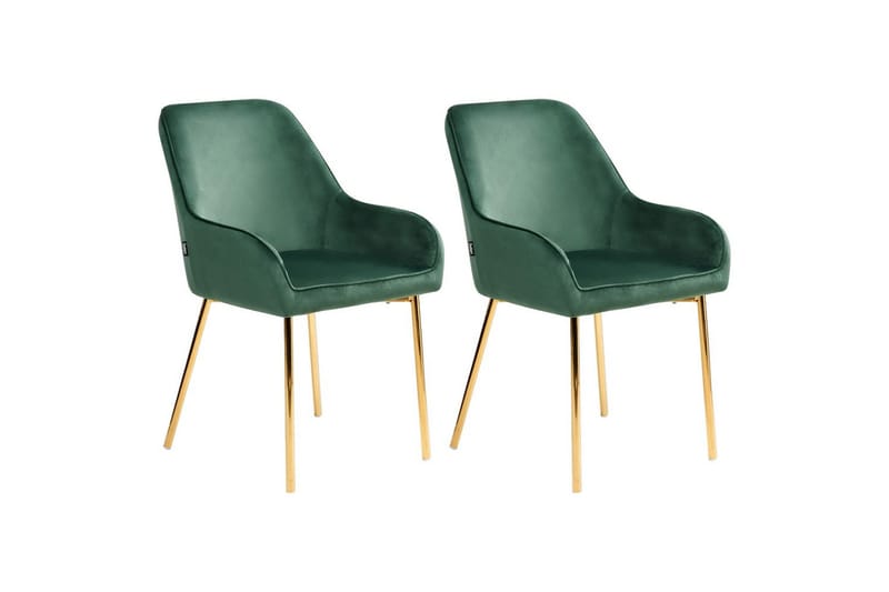 Set med 2 matstolar Loverna - Grönt, guld/Sammet - Möbler - Fåtölj & stolar - Matstol & köksstol