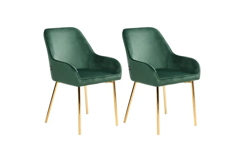 Set med 2 matstolar Loverna - Grönt/guld/Sammet - Möbler - Fåtölj & stolar - Matstol & köksstol