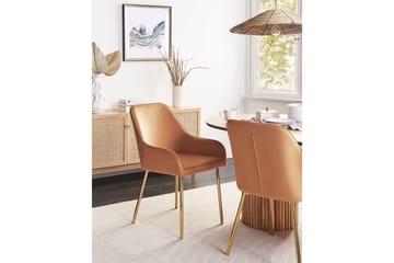 Set med 2 matstolar Loverna - Orange, guld/Sammet - Möbler - Fåtölj & stolar - Matstol & köksstol