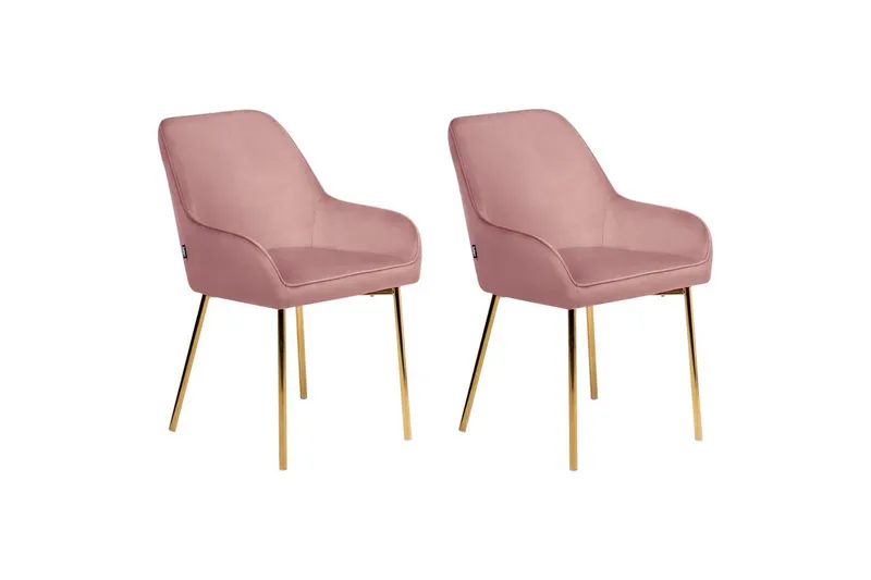 Set med 2 matstolar Loverna, Rosa, guld/Sammet