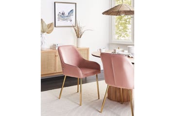 Set med 2 matstolar Loverna - Rosa, guld/Sammet - Möbler - Fåtölj & stolar - Matstol & köksstol
