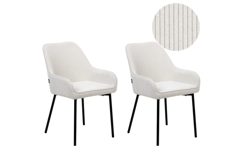 Set med 2 matstolar Loverna, Vit, Svart/Manchestertyg