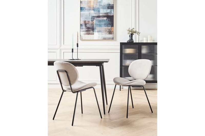 Set med 2 matstolar Luana - Beige, svart/Sammet - Möbler - Fåtölj & stolar - Matstol & köksstol