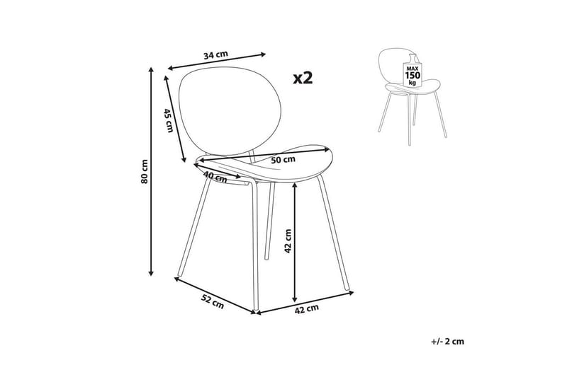 Set med 2 matstolar Luana - Beige, svart/Sammet - Möbler - Fåtölj & stolar - Matstol & köksstol