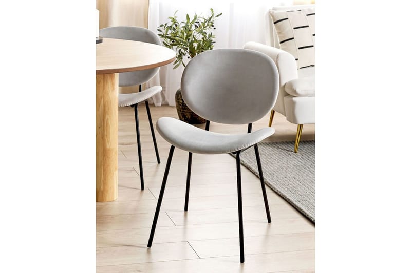 Set med 2 matstolar Luana - Grå, svart/Sammet - Möbler - Fåtölj & stolar - Matstol & köksstol