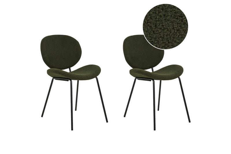 Set med 2 matstolar Luana - Grön, Svart/Bouclé - Möbler - Fåtölj & stolar - Matstol & köksstol