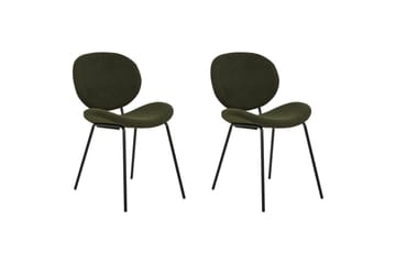 Set med 2 matstolar Luana - Grön, Svart/Bouclé - Möbler - Fåtölj & stolar - Matstol & köksstol