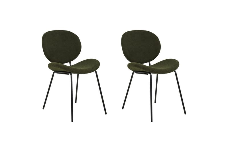 Set med 2 matstolar Luana - Grön, Svart/Bouclé - Möbler - Fåtölj & stolar - Matstol & köksstol